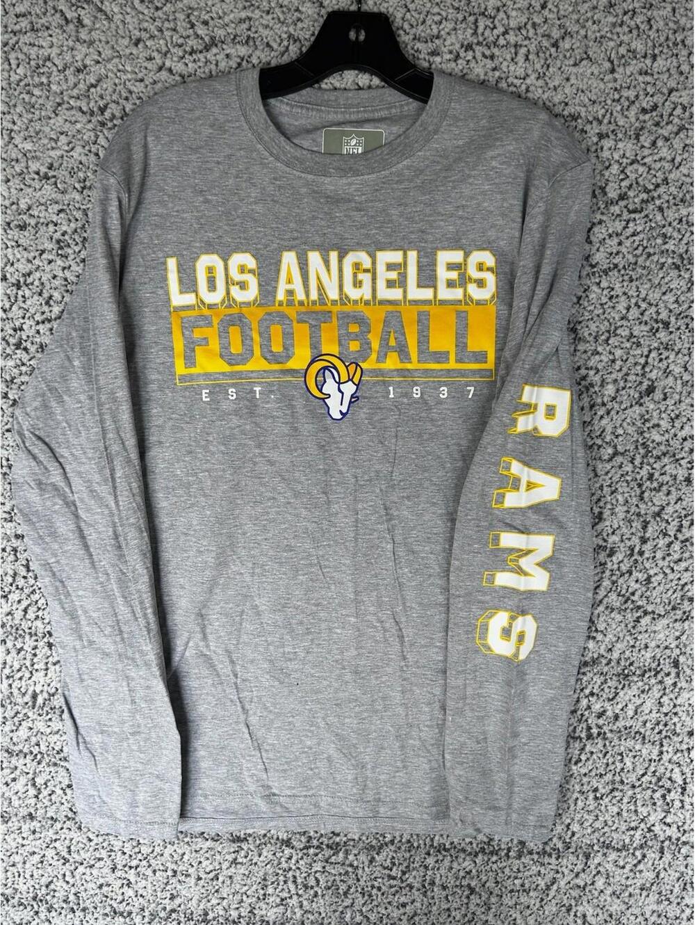 NFL Los Angeles Rams Long Sleeve Shirt Mens Medium Gray Football Tee